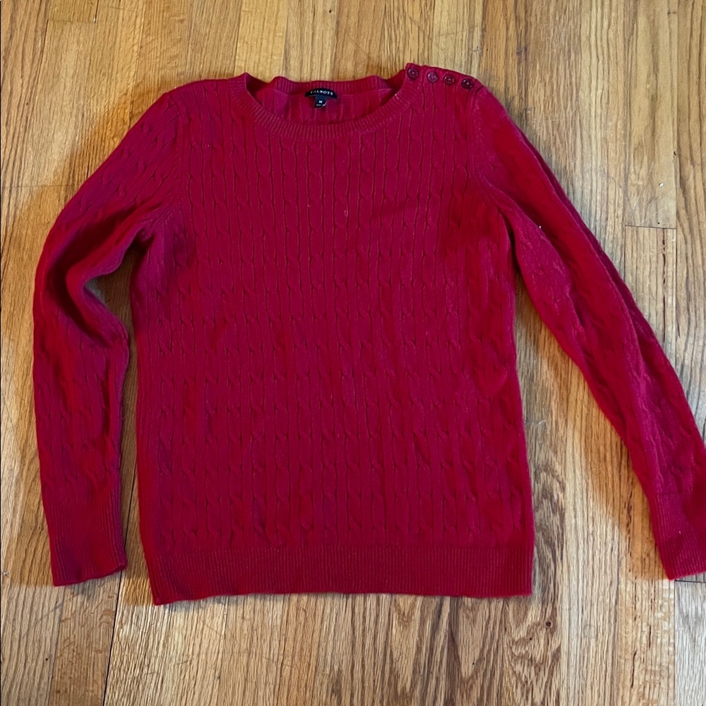 Talbots Red Button-Shoulder Sweater